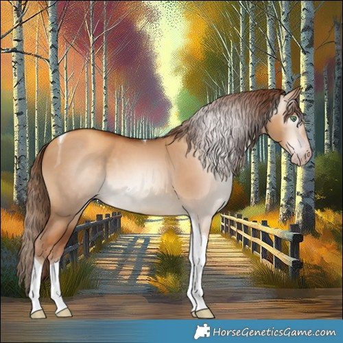 Horse Color:Gray Gold Champagne Dun Tobiano 
