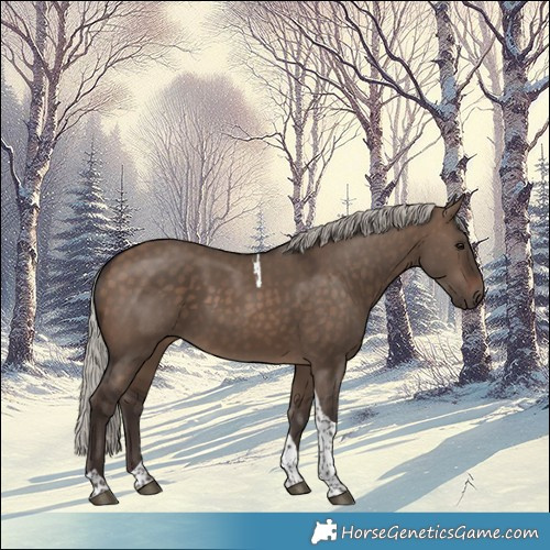 Horse Color:Silver Brown Dun Tobiano Rabicano