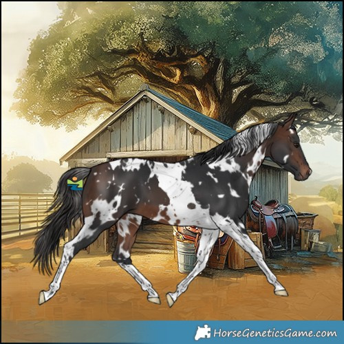Horse Color:White Spotted Brown Tobiano 