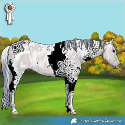 Horse Color:Watercolor White Spotted Bay Ice Dun Tobiano