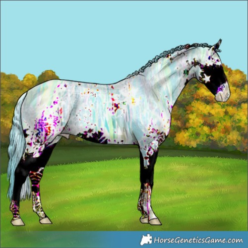 Horse Color:Watercolor White Spotted Brown Ice Splash