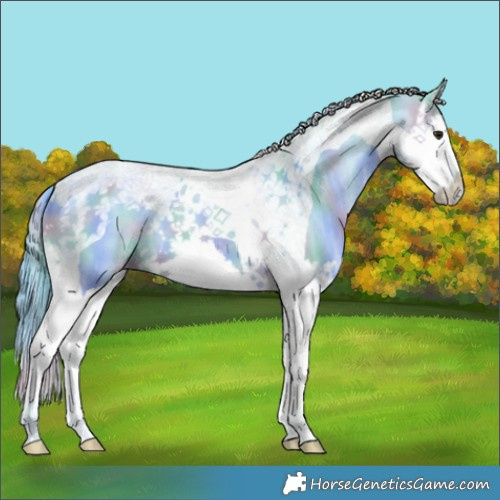 Horse Color:Nacre Watercolor Brown Ice Dun Splash Tobiano 