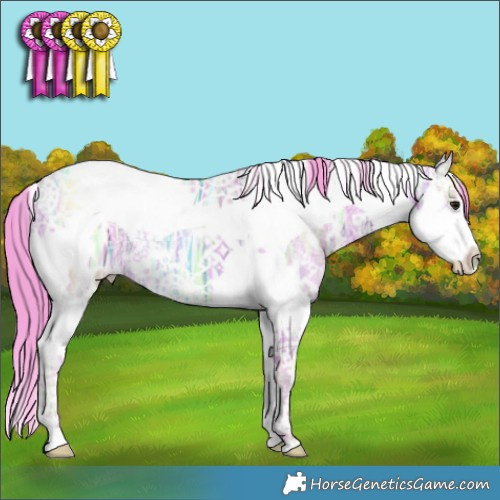 Horse Color:Watercolor White Spotted Bay Ice Splash Tobiano 