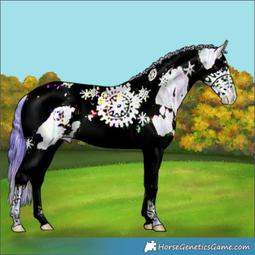 Horse Color:Nacre Watercolor White Spotted Brown Ice Dun Splash Tobiano
