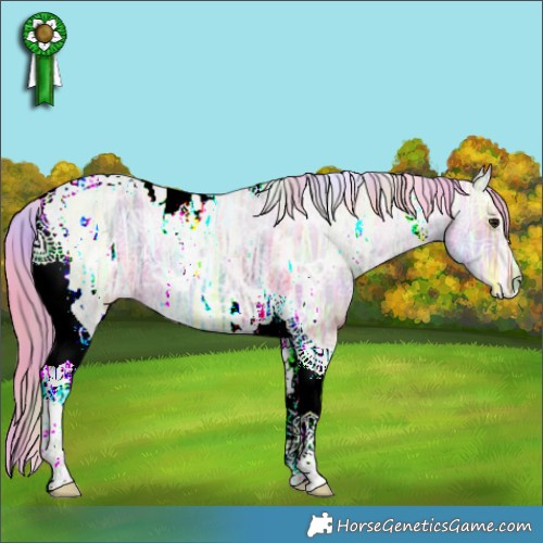 Horse Color:Nacre Watercolor White Spotted Brown Ice Dun Tobiano 