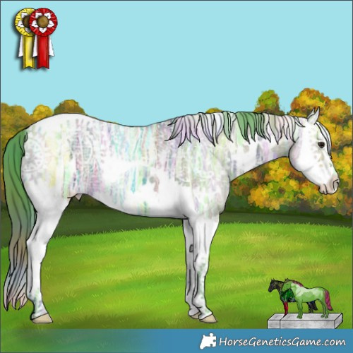 Horse Color:Nacre Watercolor White Spotted Brown Ice Dun Splash Tobiano 