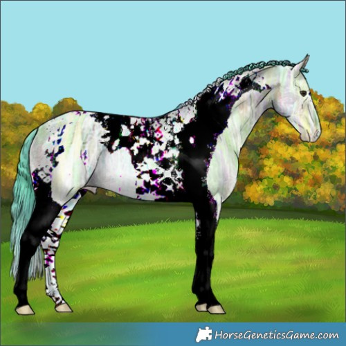 Horse Color:Nacre Watercolor Brown Ice Dun Tobiano 