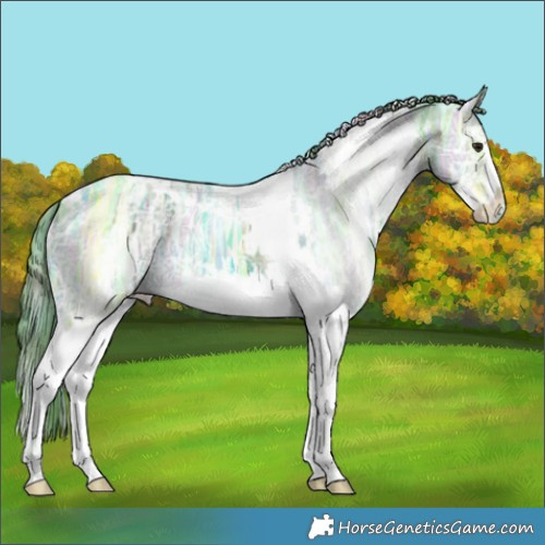 Horse Color:Nacre Watercolor White Spotted Bay Ice Dun Splash