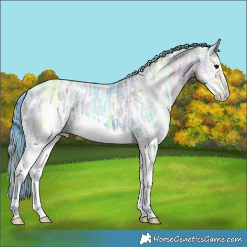 Horse Color:Nacre Watercolor White Spotted Brown Ice Dun Splash 