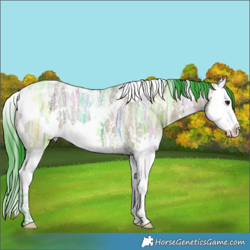Horse Color:Watercolor White Spotted Brown Ice Dun Splash