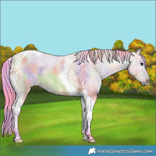 Horse Color:Nacre Watercolor Bay Ice Dun Tobiano