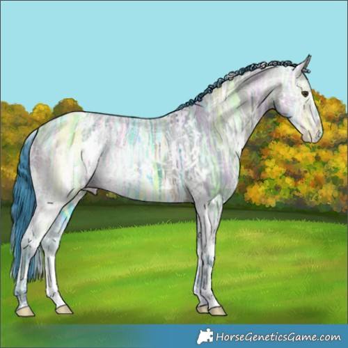Horse Color:Watercolor White Spotted Bay Ice Dun 