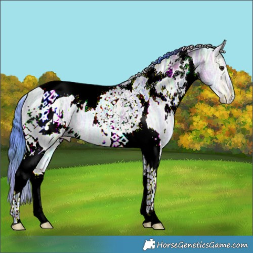 Horse Color:Nacre Watercolor White Spotted Brown Ice Dun Tobiano 
