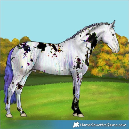 Horse Color:Nacre Watercolor White Spotted Brown Ice Dun 