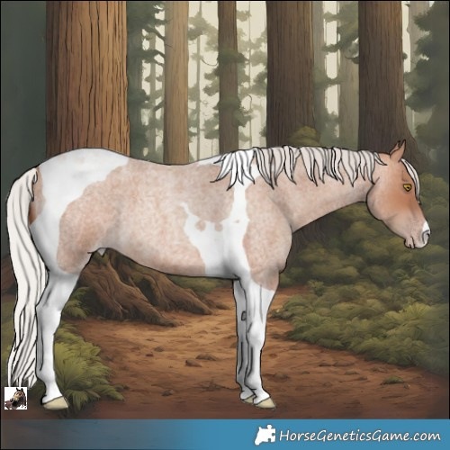 Horse Color:Silver Sable Champagne Roan Tobiano 