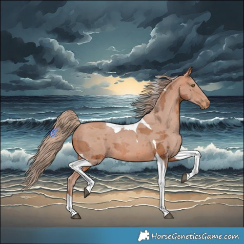 Horse Color:Bay Pearl Merle Tobiano Rabicano 