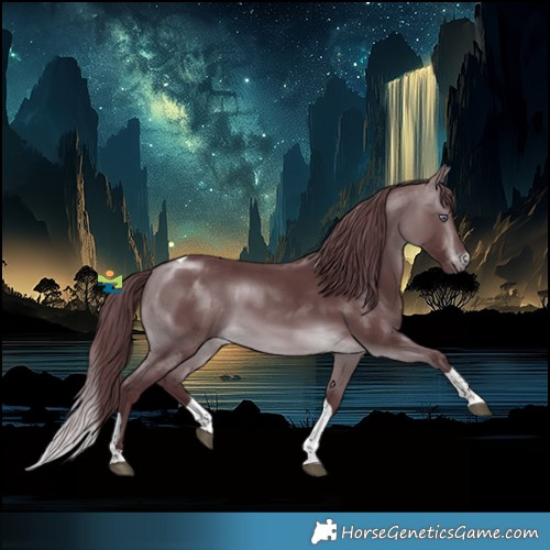 Horse Color:Chocolate Brown Chinchilla Tobiano 