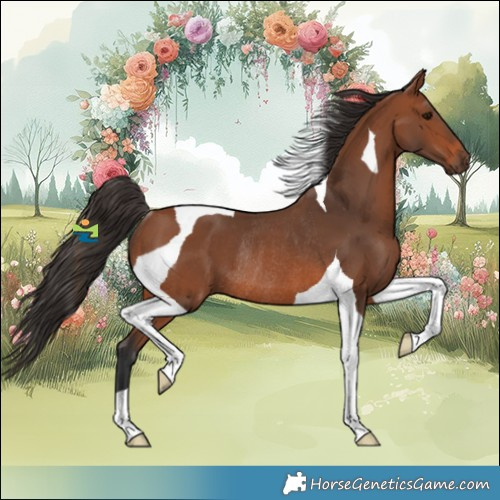 Horse Color:Bay Tobiano Rabicano 