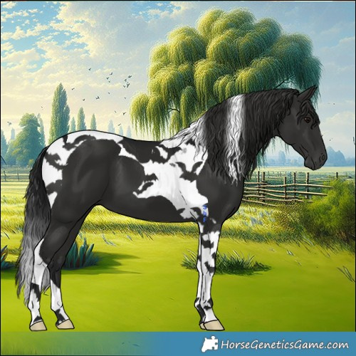 Horse Color:Gray Black Tobiano 