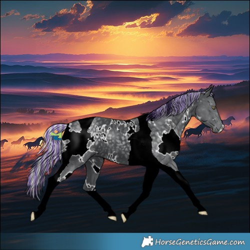 Horse Color:Painted White Spotted Silver Black Chinchilla Tobiano 