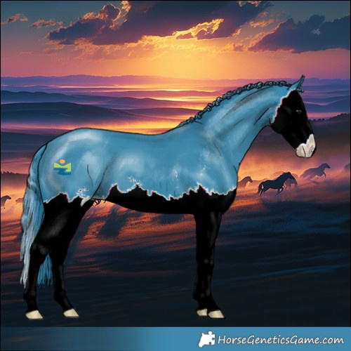 Horse Color:Watercolor Black Chinchilla Sabino Splash