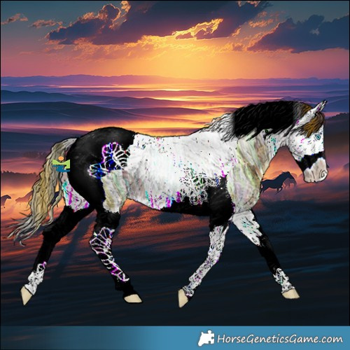 Horse Color:Plaid  Liver Chestnut Ice Splash Tobiano 