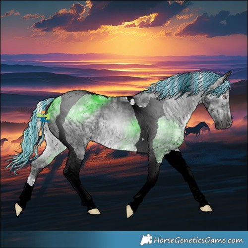 Horse Color:Gray Painted Silver Black Chinchilla Ice Tobiano 