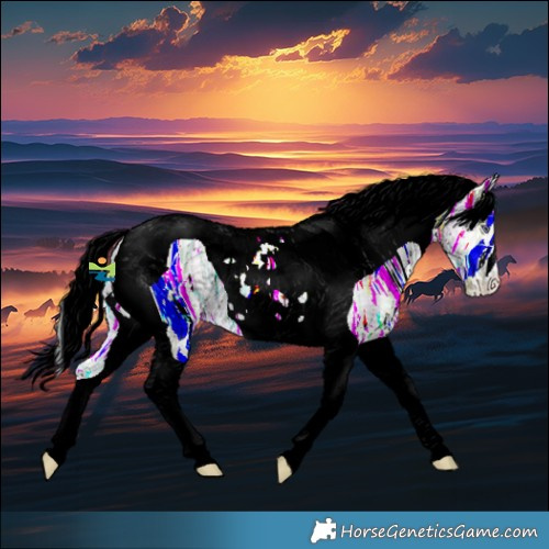 Horse Color:Plaid  Liver Red Onyx Chinchilla Ice Tobiano 