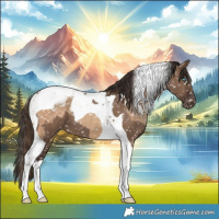 Horse Color:Amber Champagne Tobiano Snowflake Varnish and Liver Red Dun Tobiano Snowflake Varnish