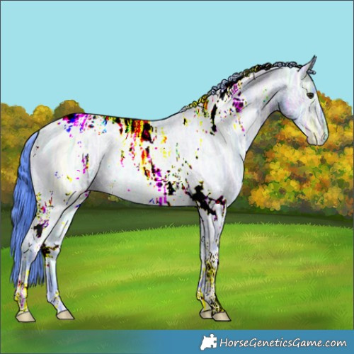 Horse Color:Watercolor White Spotted Brown Ice Dun 