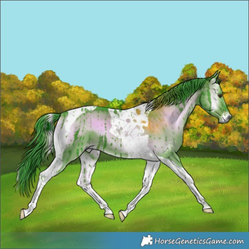 Horse Color:Watercolor Liver Red Dun Onyx Tobiano Brindle 