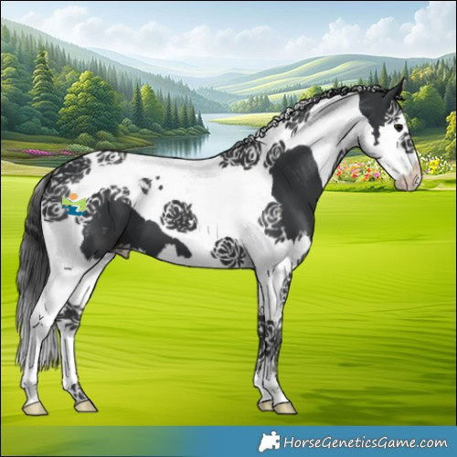 Horse Color:Black Splash Tobiano Varnish