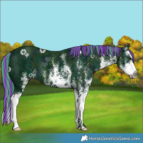 Horse Color:Painted Watercolor White Spotted Midnight Black Ice Splash 