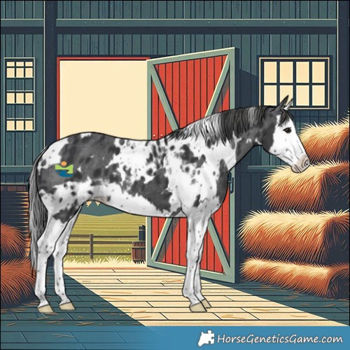 Horse Color:White Spotted Black Splash Skewed LP Spotted 