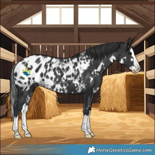 Horse Color:White Spotted Black Splash Skewed LP Spotted 