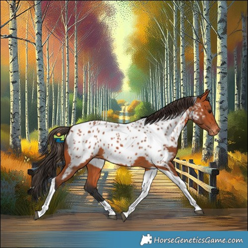 Horse Color:Bay Tobiano Near Leopard 