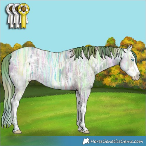 Horse Color:Nacre Watercolor White Spotted Bay Ice Dun Splash