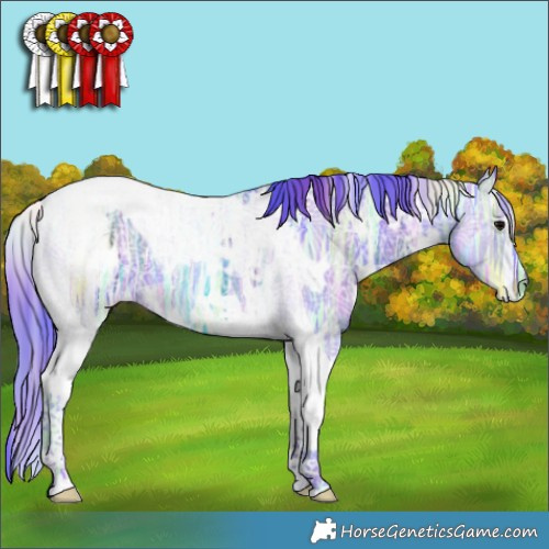 Horse Color:Nacre Watercolor White Spotted Black Ice Tobiano 