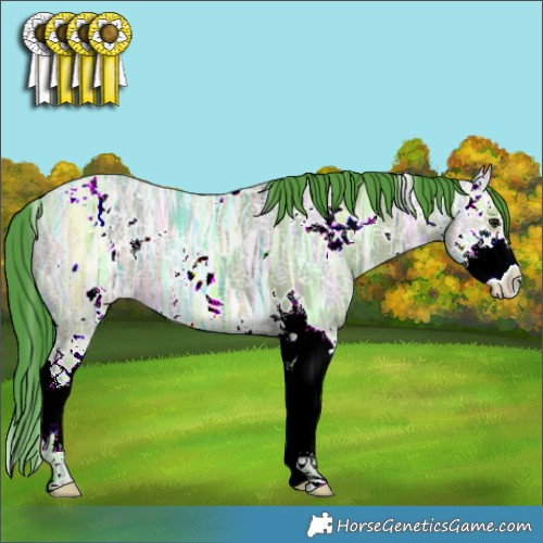 Horse Color:Watercolor White Spotted Brown Ice Dun Splash 