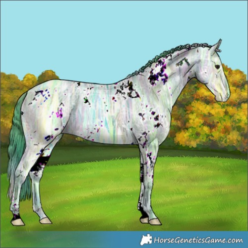 Horse Color:Nacre Watercolor White Spotted Bay Ice Dun 