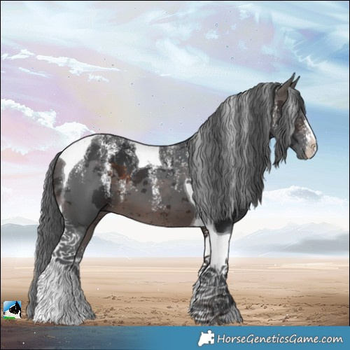 Horse Color:Powder White Brown Merle Tobiano