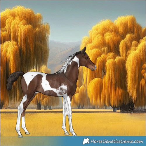Horse Color:Liver Chestnut Tobiano Rabicano 