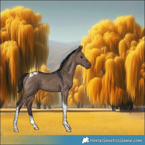 Horse Color:Brown Dun Tobiano 