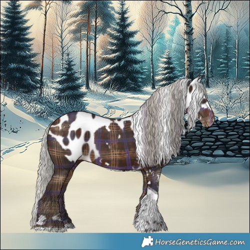 Horse Color:Plaid  White Spotted Silver Brown Tobiano Skewed LP Spotted 
