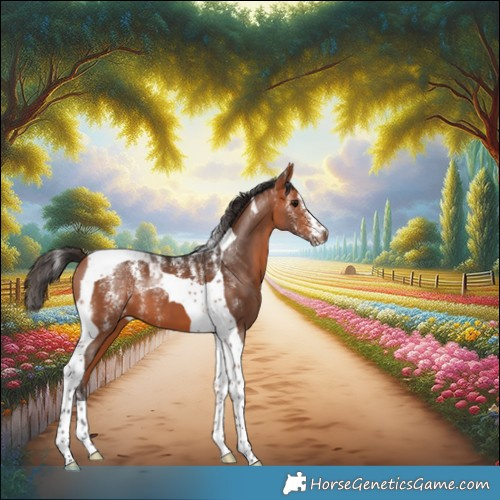 Horse Color:Powder White Bay Tobiano 
