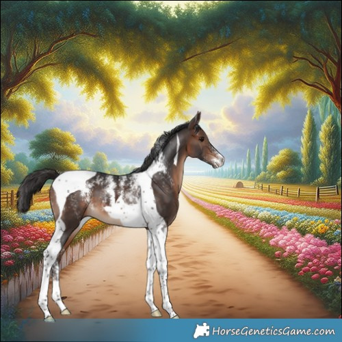 Horse Color:Powder White Brown Tobiano 