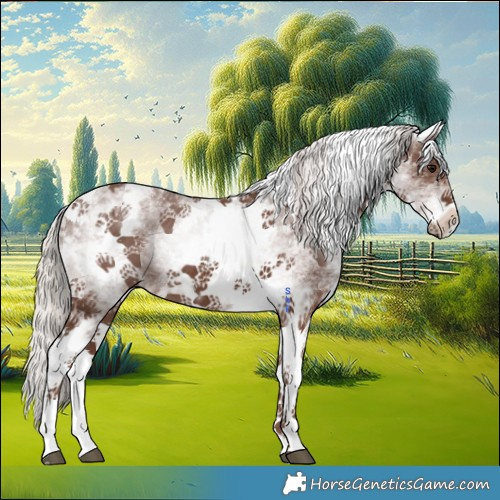 Horse Color:White Spotted Silver Black Tobiano 