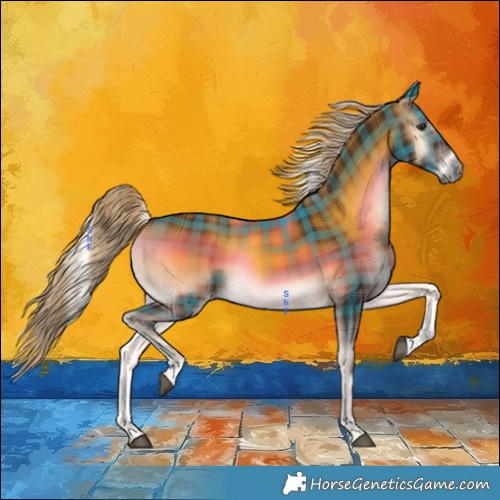 Horse Color:Plaid  Chocolate Palomino Onyx Tobiano 