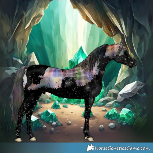 Horse Color:Void Nacre Plaid  Liver Red Onyx Splash Tobiano 