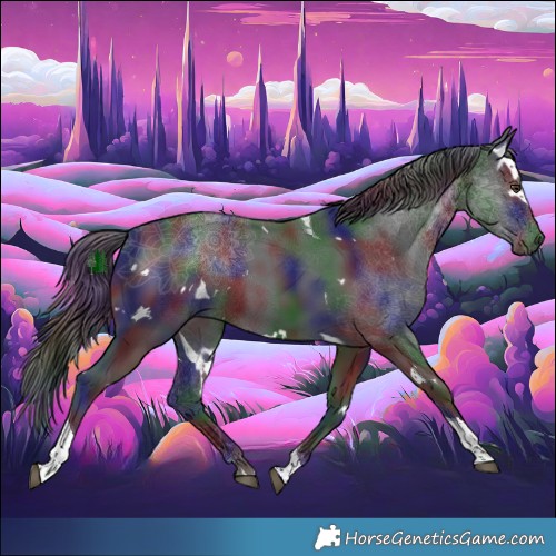 Horse Color:Nacre White Spotted Liver Chestnut Tobiano 